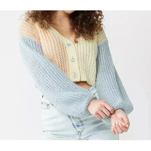 SO Crop  Color Block Cardigan Size S